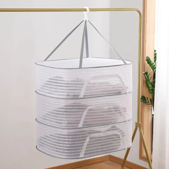 【Airy 輕質系】多功能封閉型拉鍊曬衣網 -三層(防蟲曬菜網 / 晾曬網 / 曬乾貨)