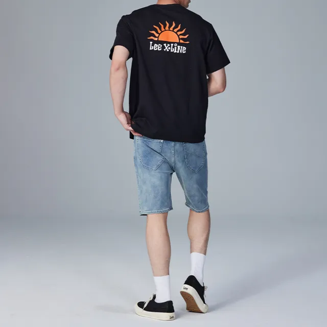 【Lee】男裝 牛仔短褲 / 涼感 901 合身彈性刷破 中淺藍洗水 / Jade Fusion 系列(LB322001480)