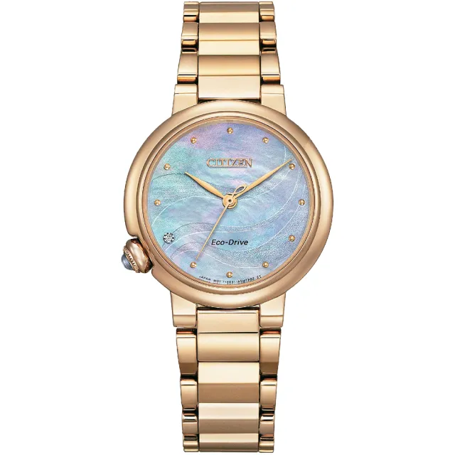 【CITIZEN 星辰】L系列 光動能白蝶貝真鑽女錶-30mm(EM0919-85Y)