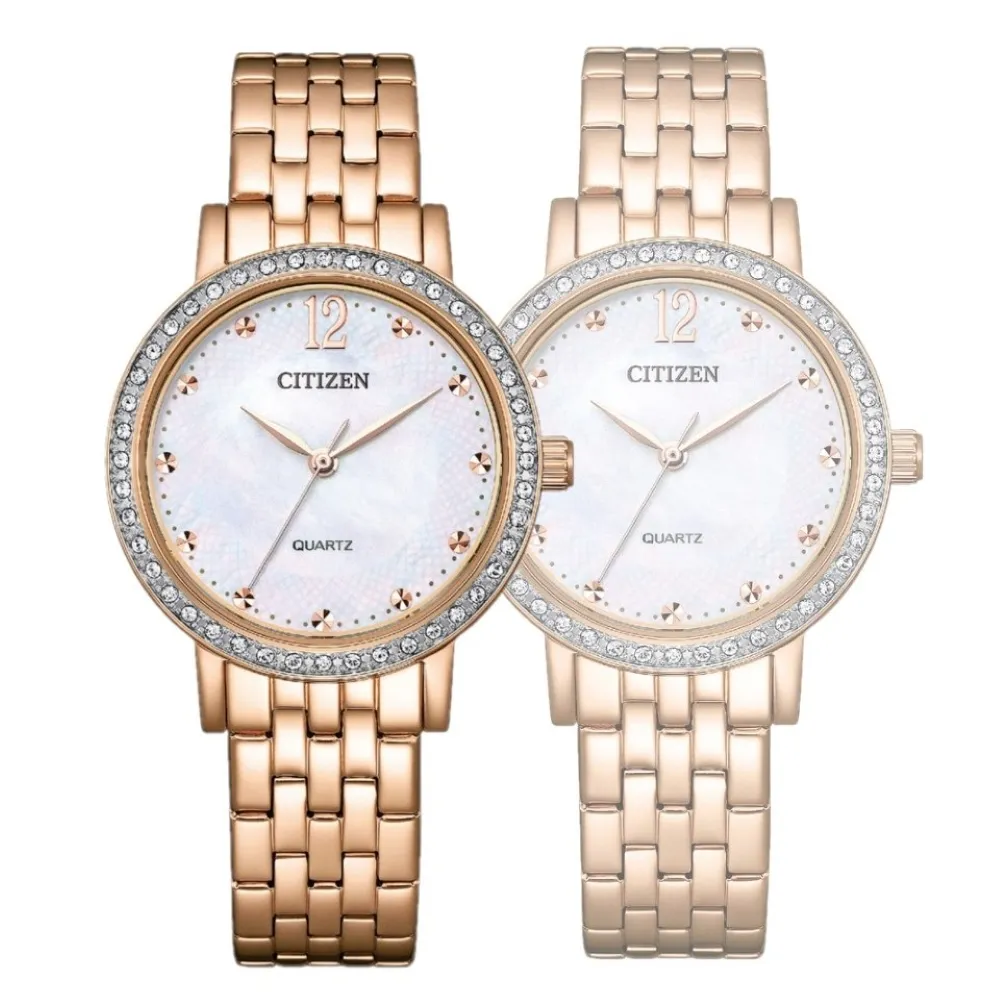 【CITIZEN 星辰】LADYS系列 白蝶貝 水鑽腕錶31.2mm(EL3108-53D)