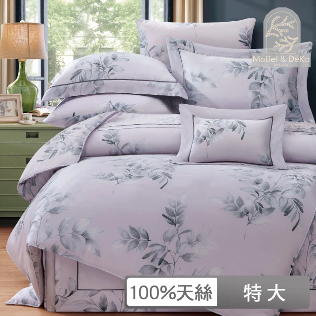 DeKo岱珂 300織頂級刺繡純天絲兩用被床包組(靜謐叢林-