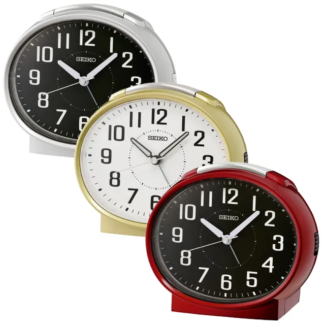 【SEIKO 精工】超靜音滑動式秒針大數字防貪睡鬧鐘-3色可選 送禮 禮物(QHK059A/QHK059G/QHK059R/速)