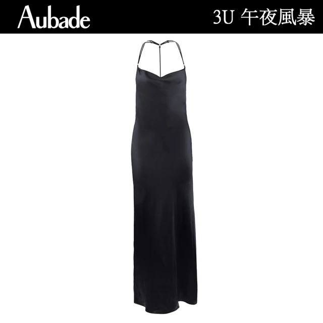 Aubade 午夜風暴100%蠶絲美背性感長襯裙 舒適性感睡衣 法國進口 女睡衣(3U45)