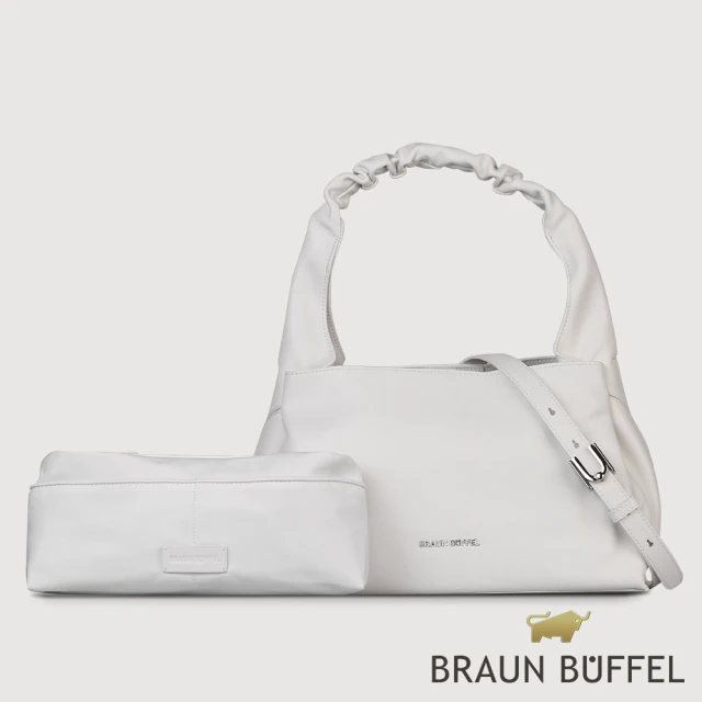 BRAUN BUFFEL 德國小金牛 台灣總代理 薇拉-A 附背帶大肩包-白色(BF850-52-WT)