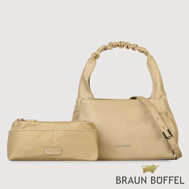 BRAUN BUFFEL 德國小金牛 台灣總代理 薇拉-A 附背帶大肩包-奶茶棕(BF850-52-SVM)