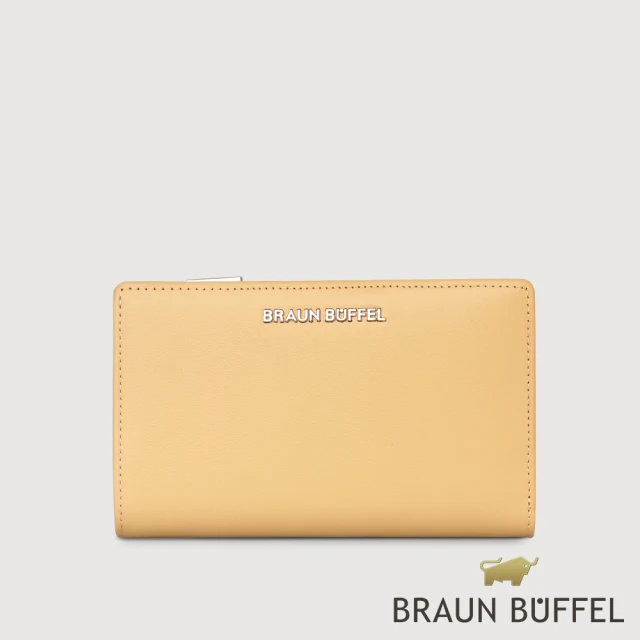 BRAUN BUFFEL 德國小金牛 台灣總代理 薇拉-A 11卡兩折中夾-淺棕色(BF850-502-CR)