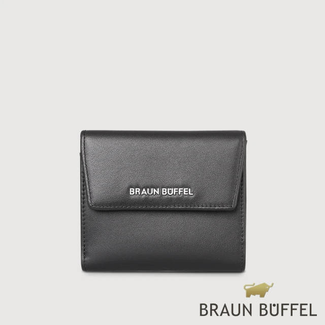 BRAUN BUFFEL 德國小金牛 台灣總代理 薇拉-A 8卡兩折短夾-黑色(BF850-404-BK)