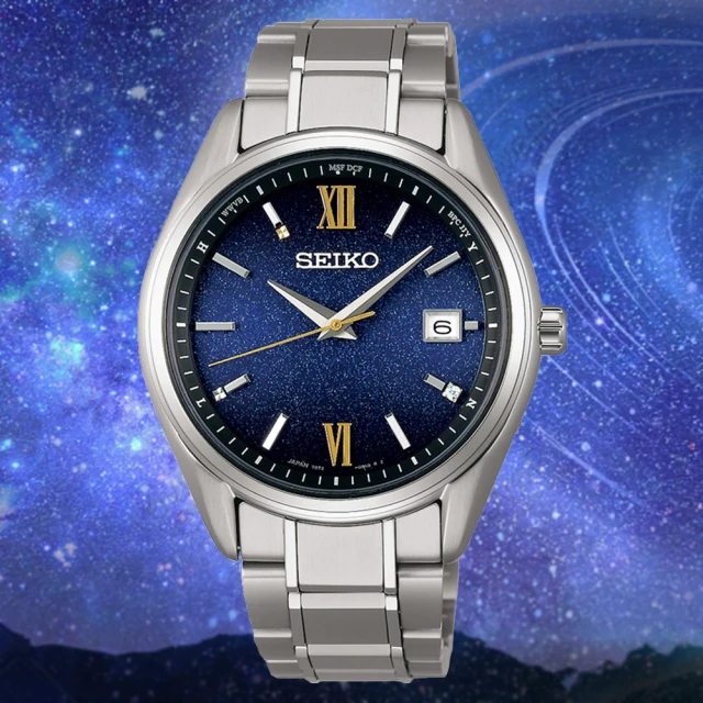 SEIKO 精工 Selection 星空限量款 太陽能電波 輕量鈦金屬腕錶_SK028(SBTM355J/7B72-0AH0U)