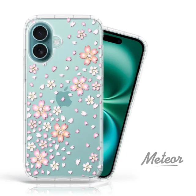 【Meteor】iPhone 16 Plus 6.7吋 奧地利彩鑽空壓防摔手機殼(櫻花)