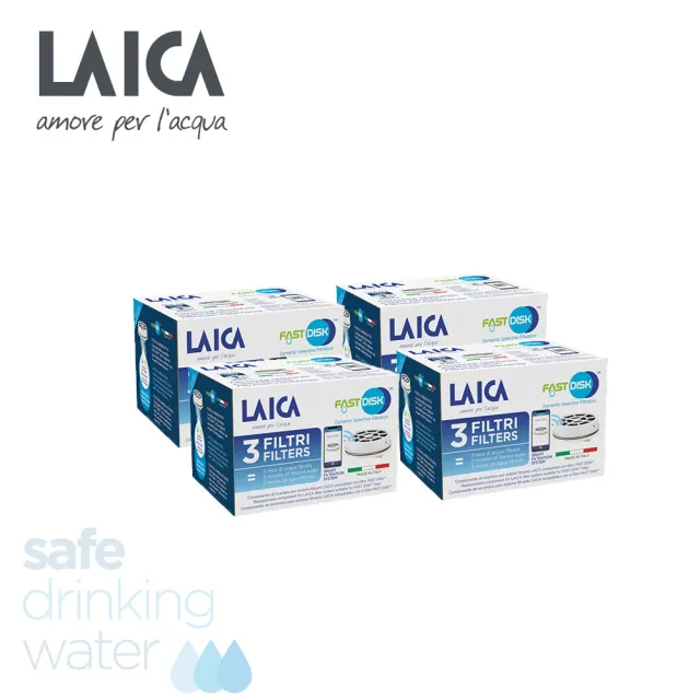 【LAICA 萊卡】1.0L輕巧便攜型淨水瓶濾芯(1年份濾芯組合 共12芯)