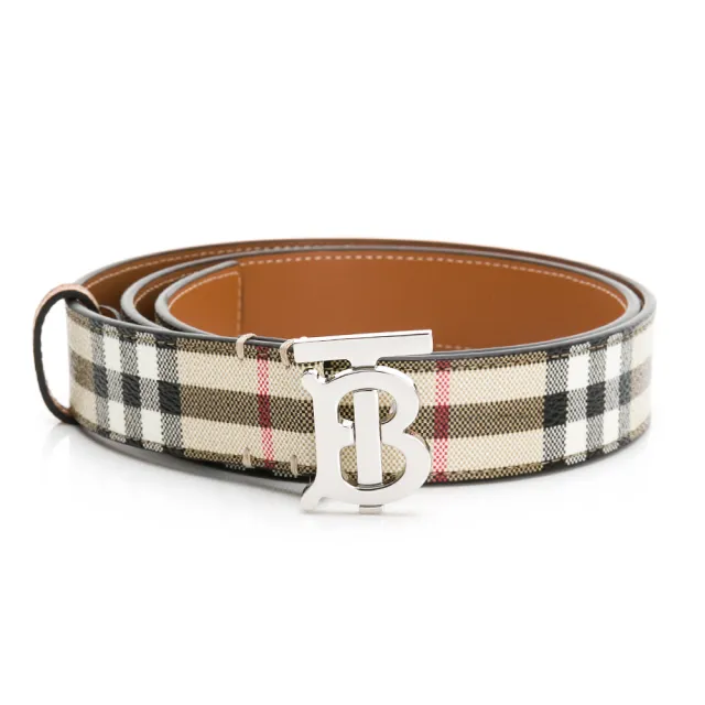 【BURBERRY 巴寶莉】TB Logo 格紋皮帶