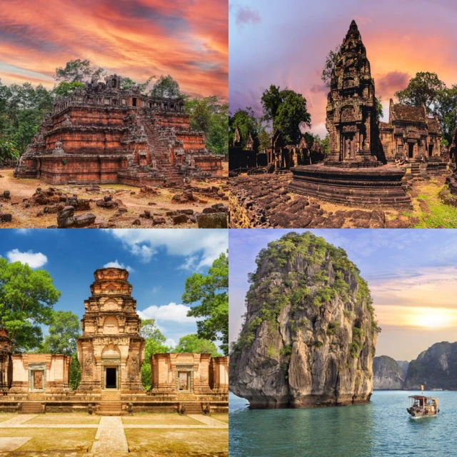 吉航嚴選 探索神秘吳哥漫遊下龍灣7日分訪雙國柬埔寨越南世界自然奇觀古文明文化遺產-越捷航空