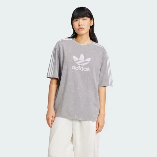 adidas 愛迪達 上衣 女款 短袖上衣 運動 三葉草 WASH TEE 灰 IW3412