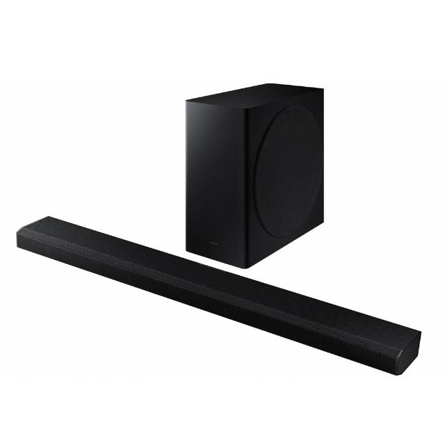 三星 Samsung HW-Q800A 音響系統，型號 HW-Q800A/ZW，為高品質 Soundbar 喇叭，支援 1 組 HDMI 輸入與 1 組 HDMI 輸出，內建藍芽 Bluetooth、WiFi 與 NFC 功能，讓您輕鬆連線智慧裝置享受音樂與影音娛樂。尺寸為 980 x 60 x 115 mm，重 3.6 kg，附重低音喇叭尺寸 210 x 403 x 403 mm，重 9.8 kg，電源供應 110V，產地中國。NCC 認證碼 CCAC20Y10070T8，提供優異音效表現，適閤家用劇院配置。規格僅供參考，實際以實物為準。