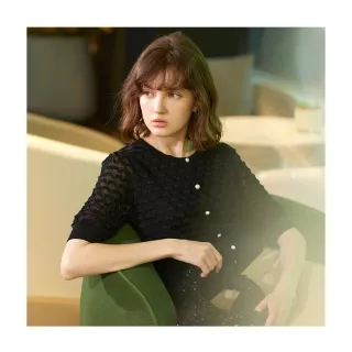 【en-suey 銀穗】手剪重工鬚線仿開襟線衫-女