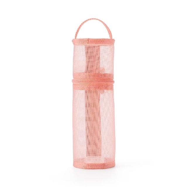 【MUJI 無印良品】尼龍網眼縱橫兩用筆袋/粉紅.約直徑65x高207mm