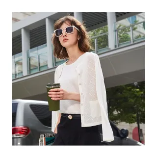 【en-suey 銀穗】菱格組織套裝針織外套-女(外套背心套裝 分開拆賣)