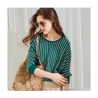 【en-suey 銀穗】寬鬆輪廓設計直條線衫-女