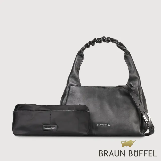 【BRAUN BUFFEL 德國小金牛】薇拉-A 附背帶大肩包-黑色(BF850-52-BK) 女包送禮推薦