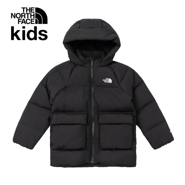 The North Face 北面兒童黑色DWR防潑水保暖連帽羽絨外套｜88VFJK3(600蓬鬆度)