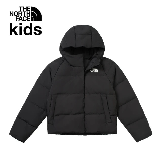 The North Face 北面兒童黑色DWR防潑水保暖連帽羽絨外套｜88UDJK3(600蓬鬆度)