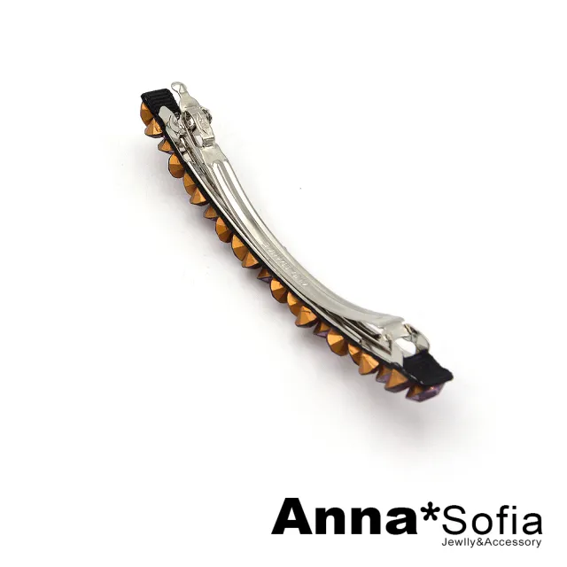 【AnnaSofia】髮夾髮飾彈簧夾公主夾-璃鑽長一字 現貨(紫粉鑽系)
