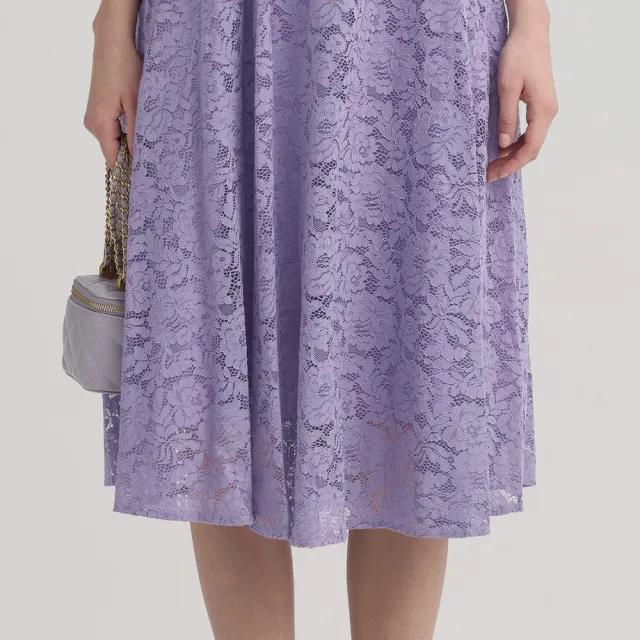 【ILEY 伊蕾】蕾絲緹花棉質長洋裝(紫；M-XL；1243547101)