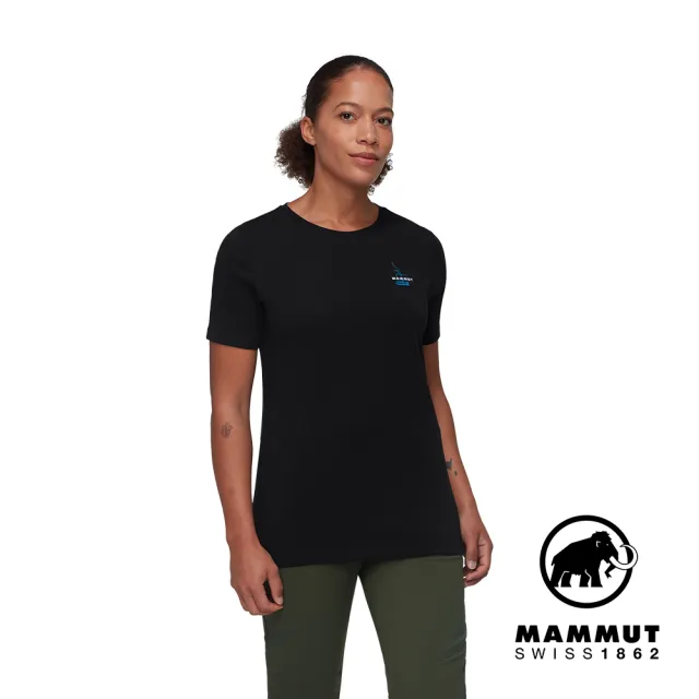 【Mammut 長毛象官方直營】Mammut Core T-Shirt Snow W 機能有機棉舒適短袖上衣 女款 黑色 #1017-04085