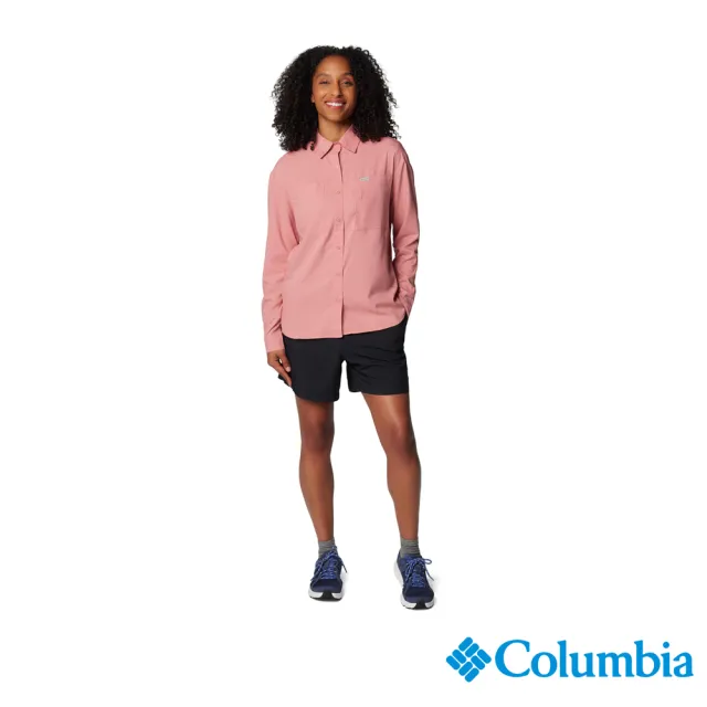 【Columbia 哥倫比亞】女款-超防曬UPF50快排長袖襯衫-粉紅色(UAP99100PK/IF)