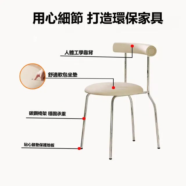 【E家工廠】梳妝椅 化妝椅 椅子 書桌椅 靠背椅(416-HB椅子（白色+電鍍）)