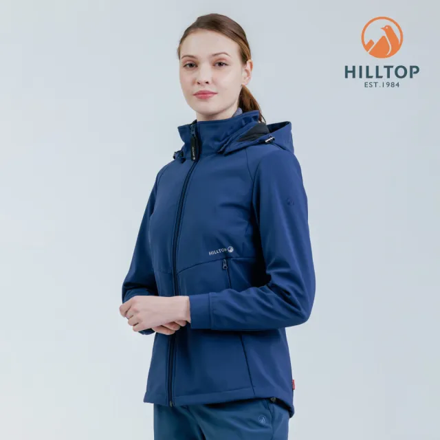 【Hilltop 山頂鳥】HILLTOP山頂鳥 SOFT SHELL防風透氣保暖彈性外套 軟殼衣 女款 藍｜PH22XF16ECE0