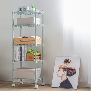 【Steel Tycoon 鋼鐵力士】五層多色鐵架28x43x120cm 4色 附層架墊板+輪組(層架.置物架.莫蘭迪.消光黑)