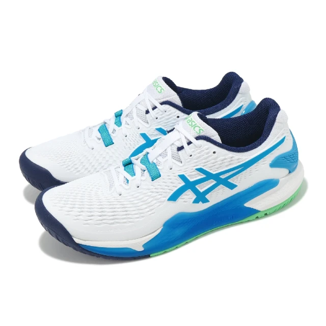 asics 亞瑟士 網球鞋 GEL-Resolution 9 男鞋 白 藍綠 亞洲大師賽 緩衝 抗扭 運動鞋 亞瑟士(1041A330103)