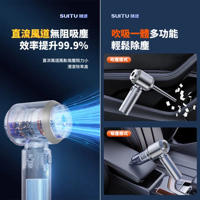 【SUiTU】大吸力無線吸塵器 吸塵小鋼炮 手持式車用吸塵器 ST6659全配組(6000mah大電力 三段吸吹一體)