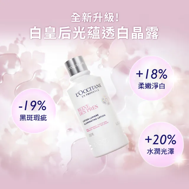 【L’Occitane 歐舒丹】官方直營 光蘊透白雙星組(淨白晶萃30ml+凝霜50ml 送化妝包/美白/保濕霜/精華)