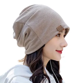 【89 zone】日系純色帶標優雅透氣多功能 運動帽 堆堆帽 騎行帽 套頭帽 防風帽 頭巾帽(帶標-米/粉/灰)