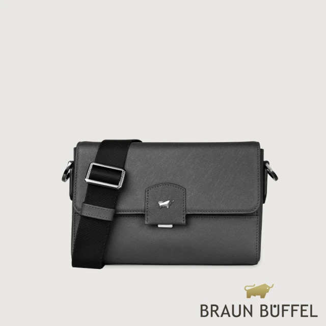 BRAUN BUFFEL 德國小金牛 台灣總代理 巴雷特 小斜背包-黑色(BF546-03-BK)