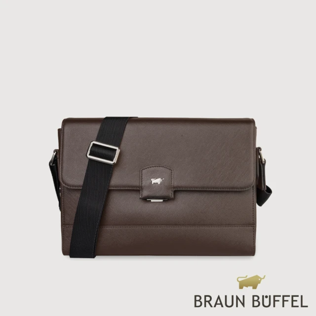 BRAUN BUFFEL 德國小金牛 台灣總代理 巴雷特 橫式斜背包-咖啡色(BF546-61-GCO)