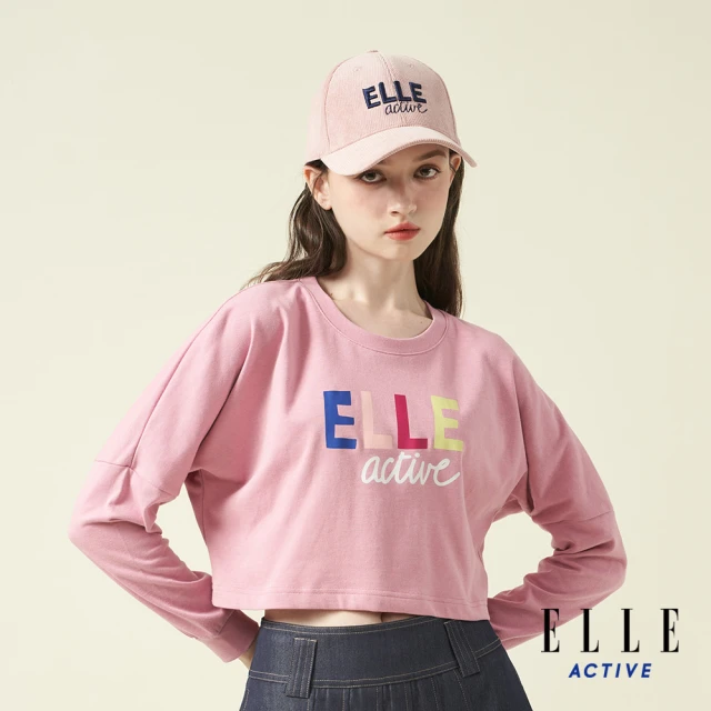 ELLE ACTIVE 女款 短版圓領長袖上衣-粉色(EA24A2W1702#72)