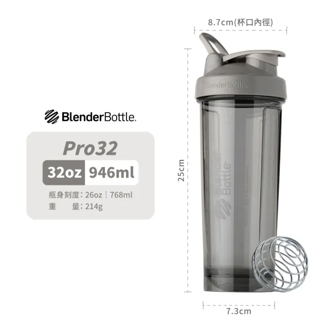 【Blender Bottle】Tritan搖搖杯〈Pro32款〉32oz｜946ml『美國官方授權』(BlenderBottle/運動水壺/乳清)