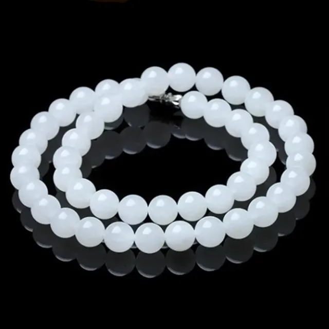 八方開運】新疆和田玉羊脂白玉圓珠項鍊(8mm*44顆) - momo購物網- 好評