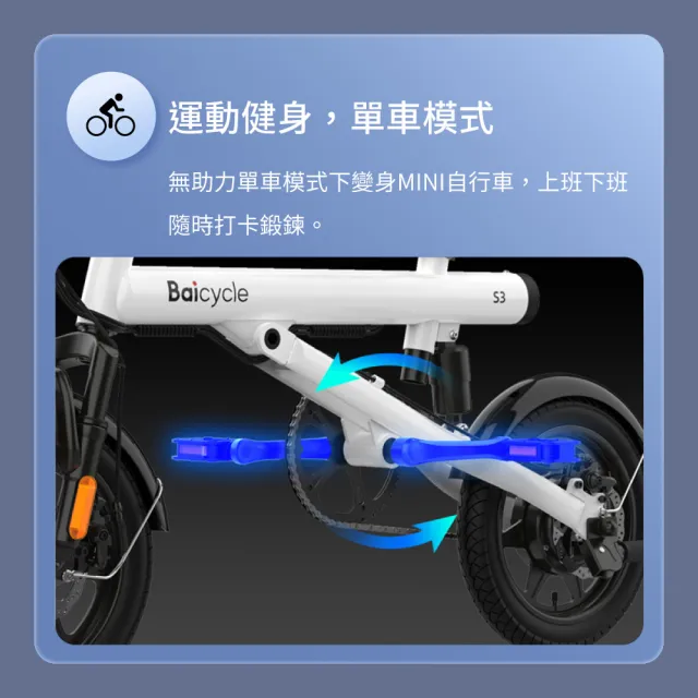 【小米】Baicycle S3 電動腳踏車 smart3.0(折疊車 腳踏車 小白電動助力自行車)