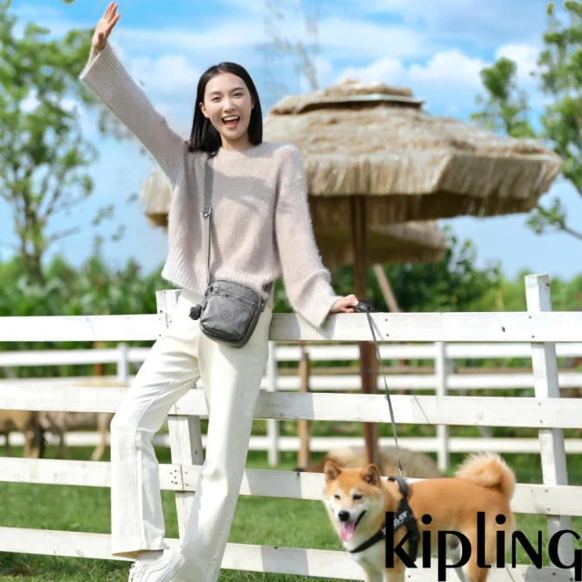 KIPLING官方旗艦館 經典黑菱格紋印花手提內夾層托特包-