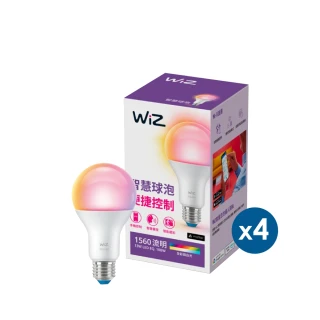 【Philips 飛利浦】WiZ 13W LED全彩燈泡4入組(PW019)