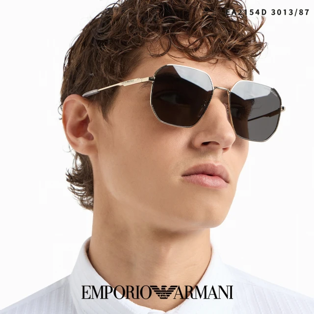 EMPORIO ARMANI 方框太陽眼鏡(金 深灰鏡片#EA2154D 3013/87-57mm)