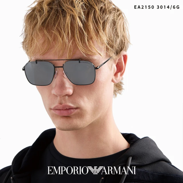 EMPORIO ARMANI 方框太陽眼鏡(黑 深灰水銀鏡片#EA2150 3014/6G-57mm)