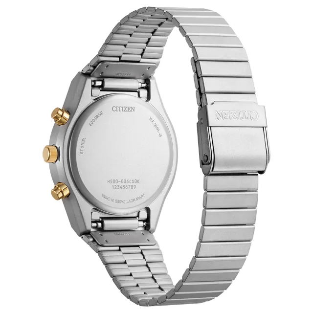 【CITIZEN 星辰】Chronograph 昭和金限定款復古光動能計時錶-黑x銀/38mm 母親節限定(AT2544-64E)