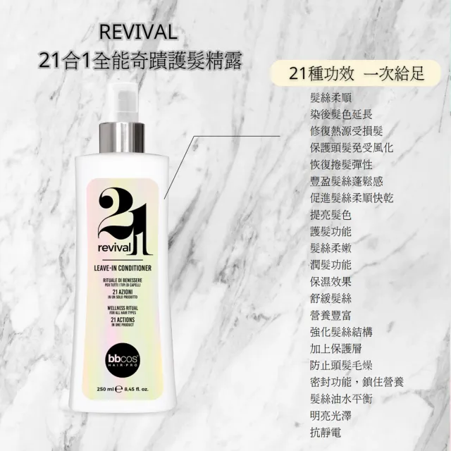 【bbcos 必可市】21合1全能奇蹟護髮精露(250ml;修復;彈性;豐盈;蓬鬆;明亮;護髮;柔嫩;營養;毛燥;防靜電)