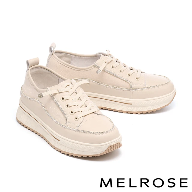 MELROSE 美樂斯 簡約日常牛皮魔鬼氈QQ厚底休閒鞋(白