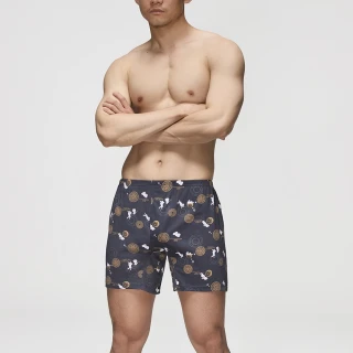 【Mr. DADADO】月慶中秋 M-3L印花四角男內褲 天然絲光棉-吸濕排汗-GHQ428GY(銀灰)